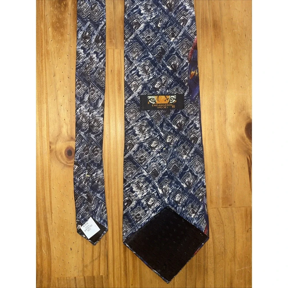 Endangered Species Necktie Men Blue Red Parrots Business Tropical Wedding Resort